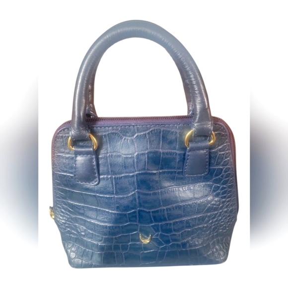 Hidesign Women's Elegant Blue  Croc-Embossed Leather Mini Handbag - Picture 7 of 8